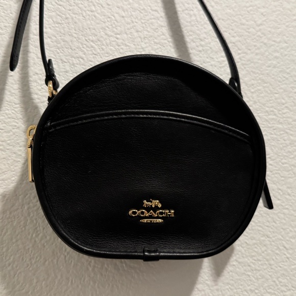 Coach Handbags - Coach Black Round Leather Crossbody Bag